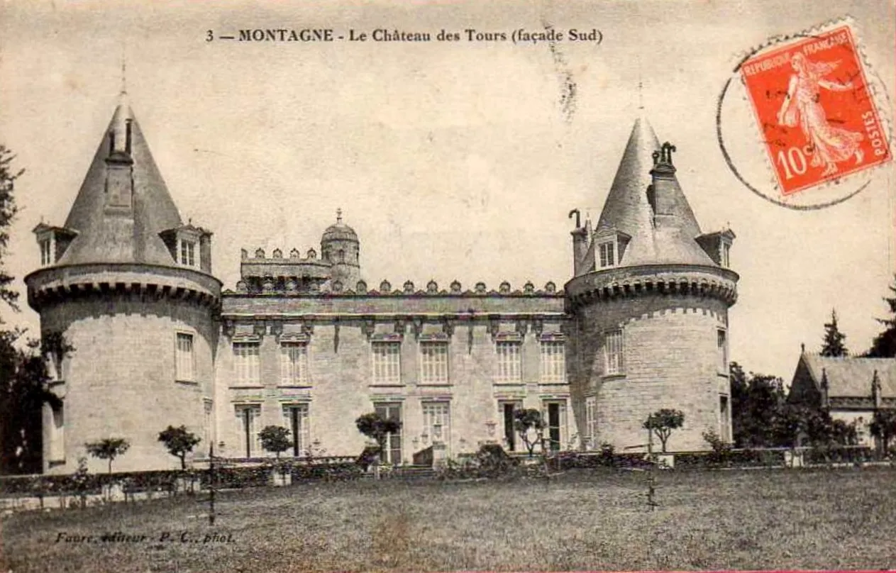 Le château des Tours à Montagne, en photographie ancienne