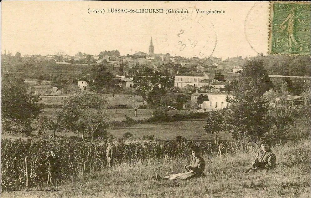 Lussac, en Gironde, vue générale (carte postale du début du XXe siècle)